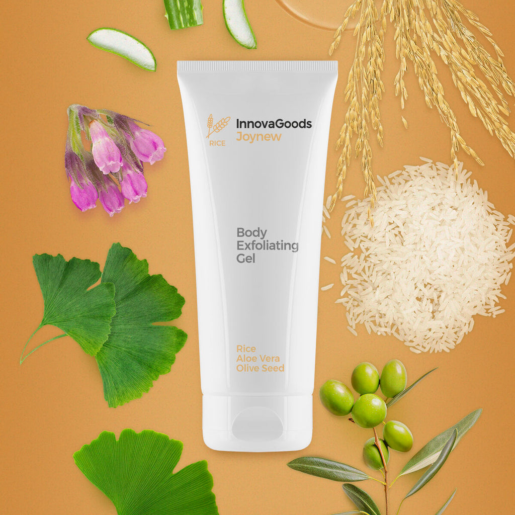 Exfoliërende lichaamsgel met rijst, aloë vera en olijfpit, 200 ml