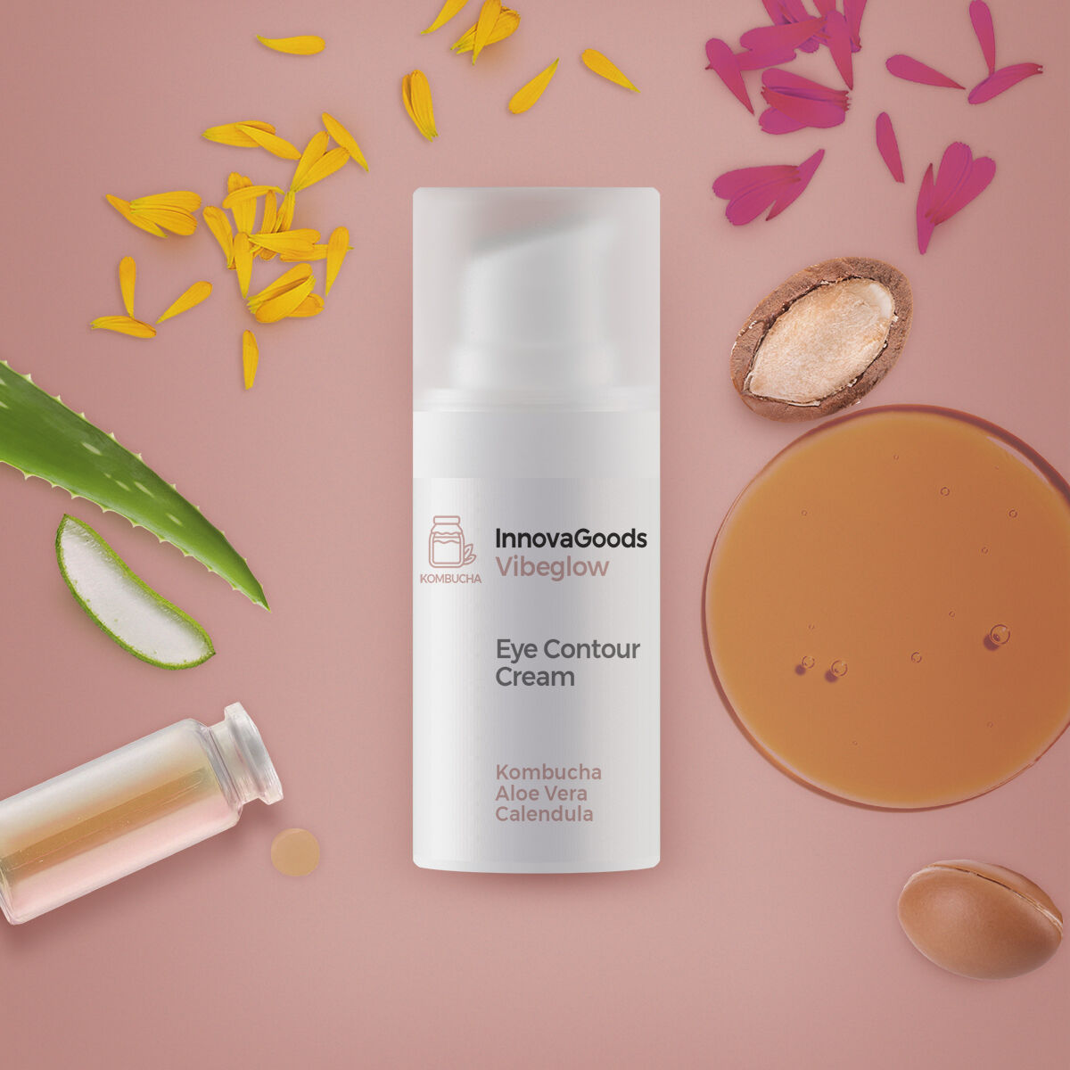 Oogcontourcrème Kombucha 15 ml, veganistisch, tegen wallen en donkere kringen