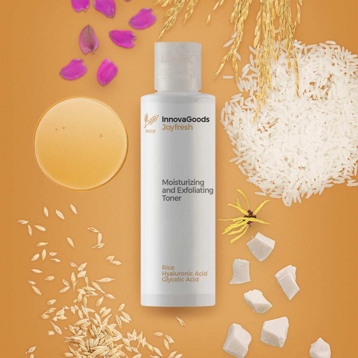 Hydraterende en exfoliërende gezichtstoner met rijstextract, 150 ml