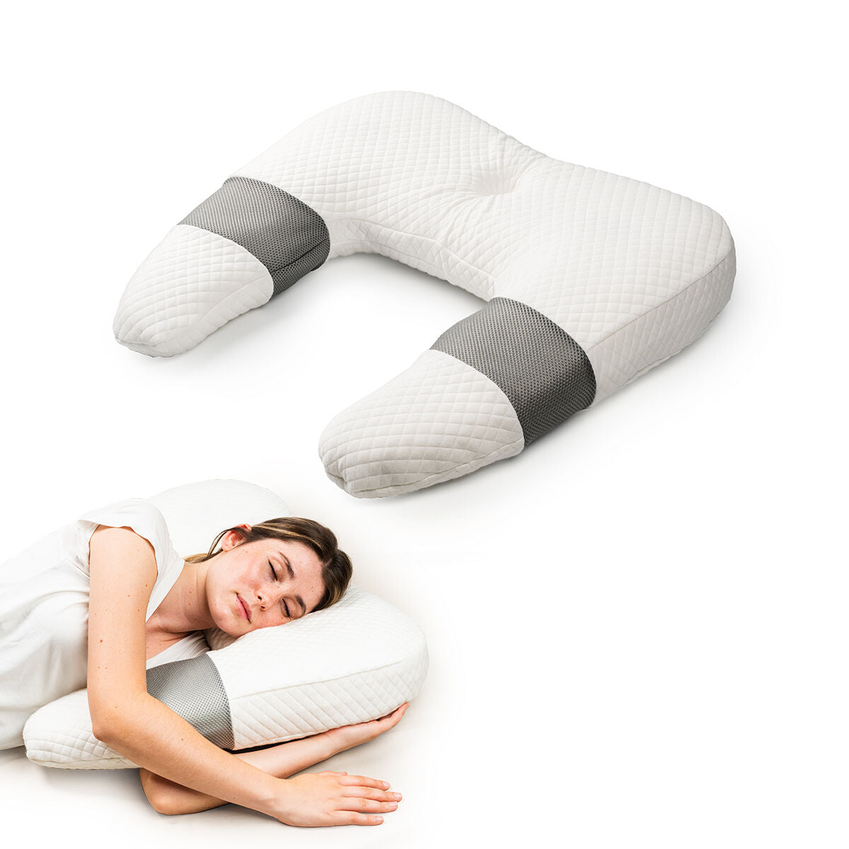 Ergonomisch nekkussen U-vorm, visco-elastisch, wasbare hoes
