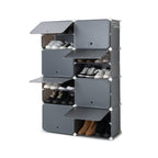 Draagbaar modulair schoenenrek grijs met kapstok, 20/28/36 paar, ventilatie