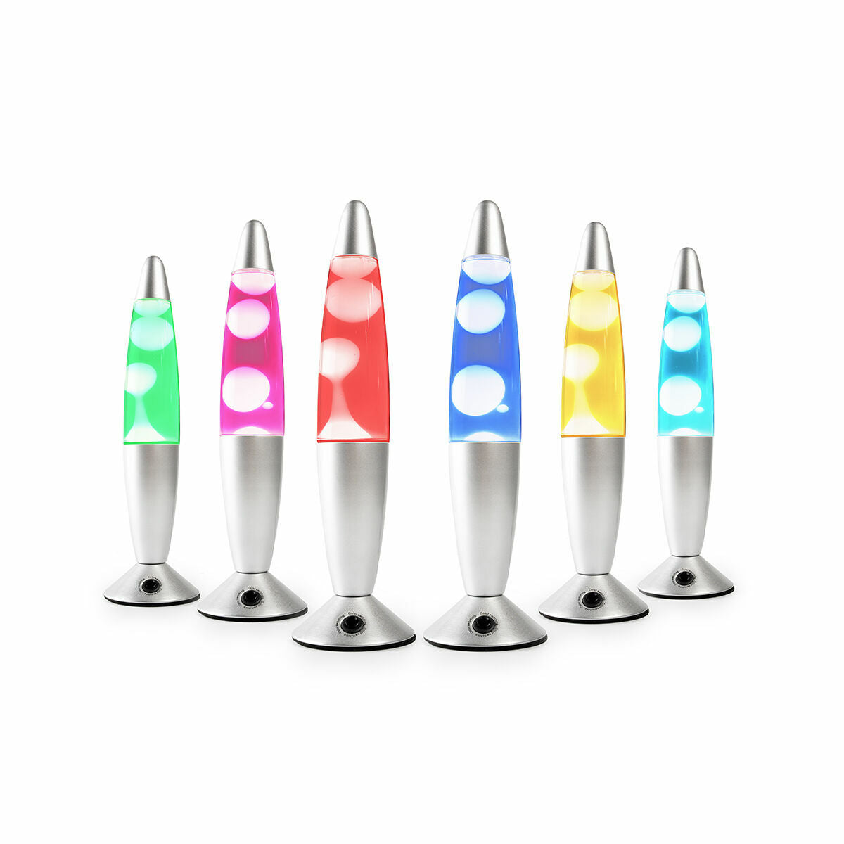 Led-lavalamp veelkleurig retro-ontwerp, 7 kleuren, aluminium voet