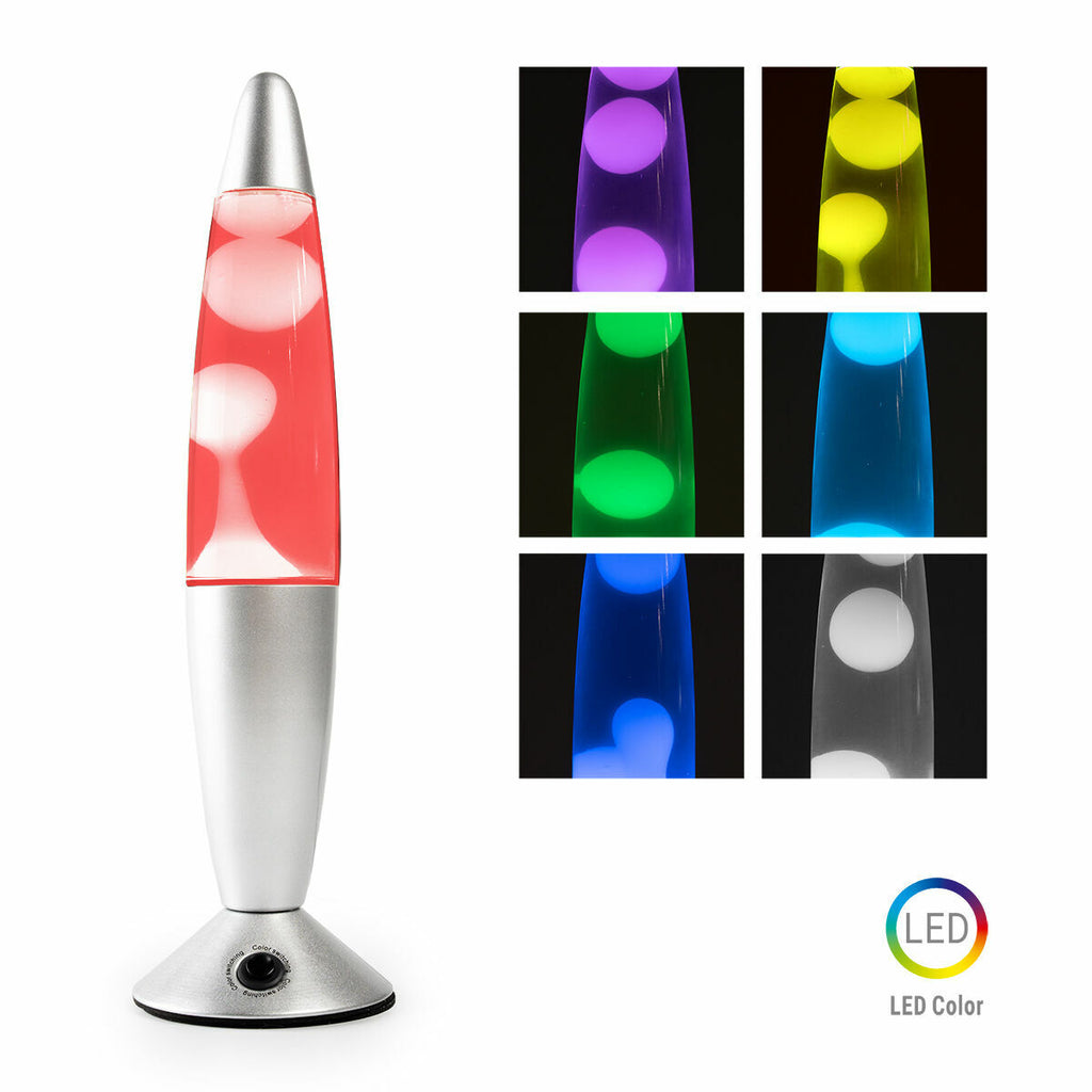 Led-lavalamp veelkleurig retro-ontwerp, 7 kleuren, aluminium voet