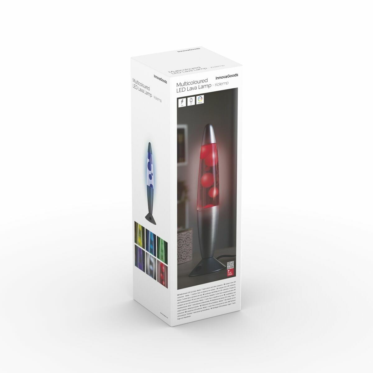 Led-lavalamp veelkleurig retro-ontwerp, 7 kleuren, aluminium voet