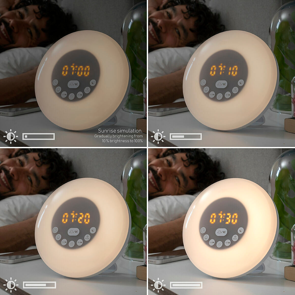 Oplaadbare zonsopgangwekker met Bluetooth-luidspreker en FM-radio