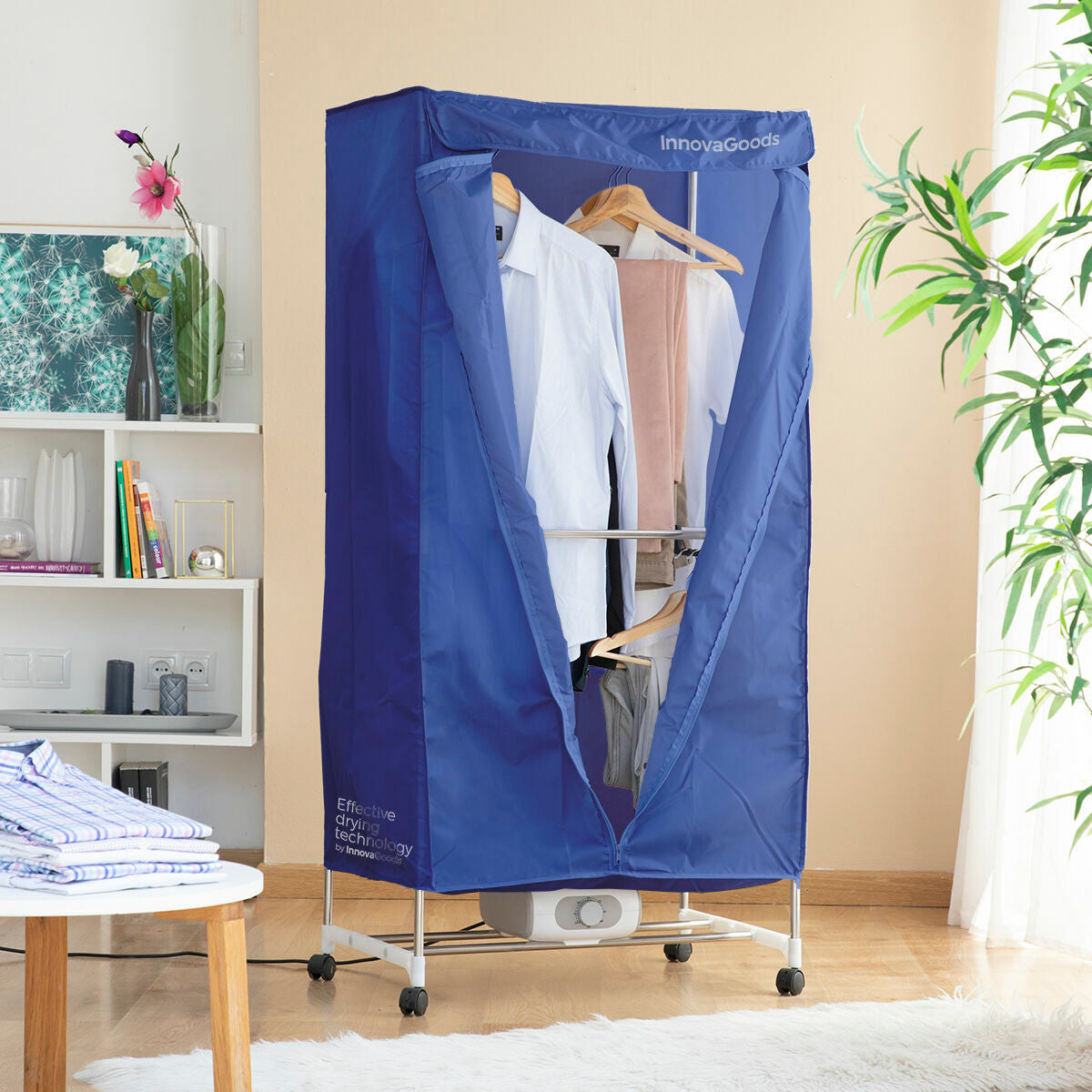 Draagbare elektrische wasdroger 2 niveaus, 1200 W, 15 kg, blauw