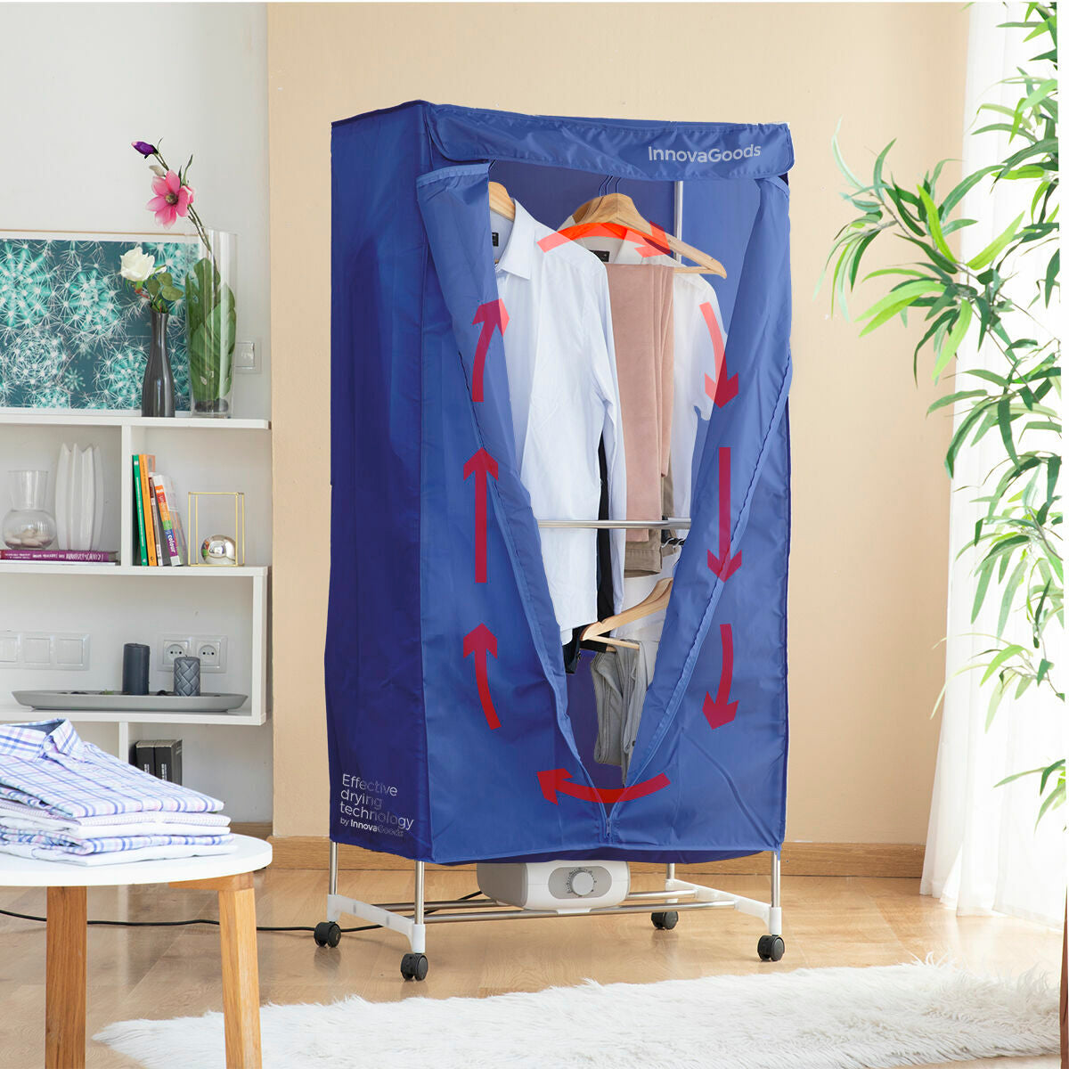 Draagbare elektrische wasdroger 2 niveaus, 1200 W, 15 kg, blauw