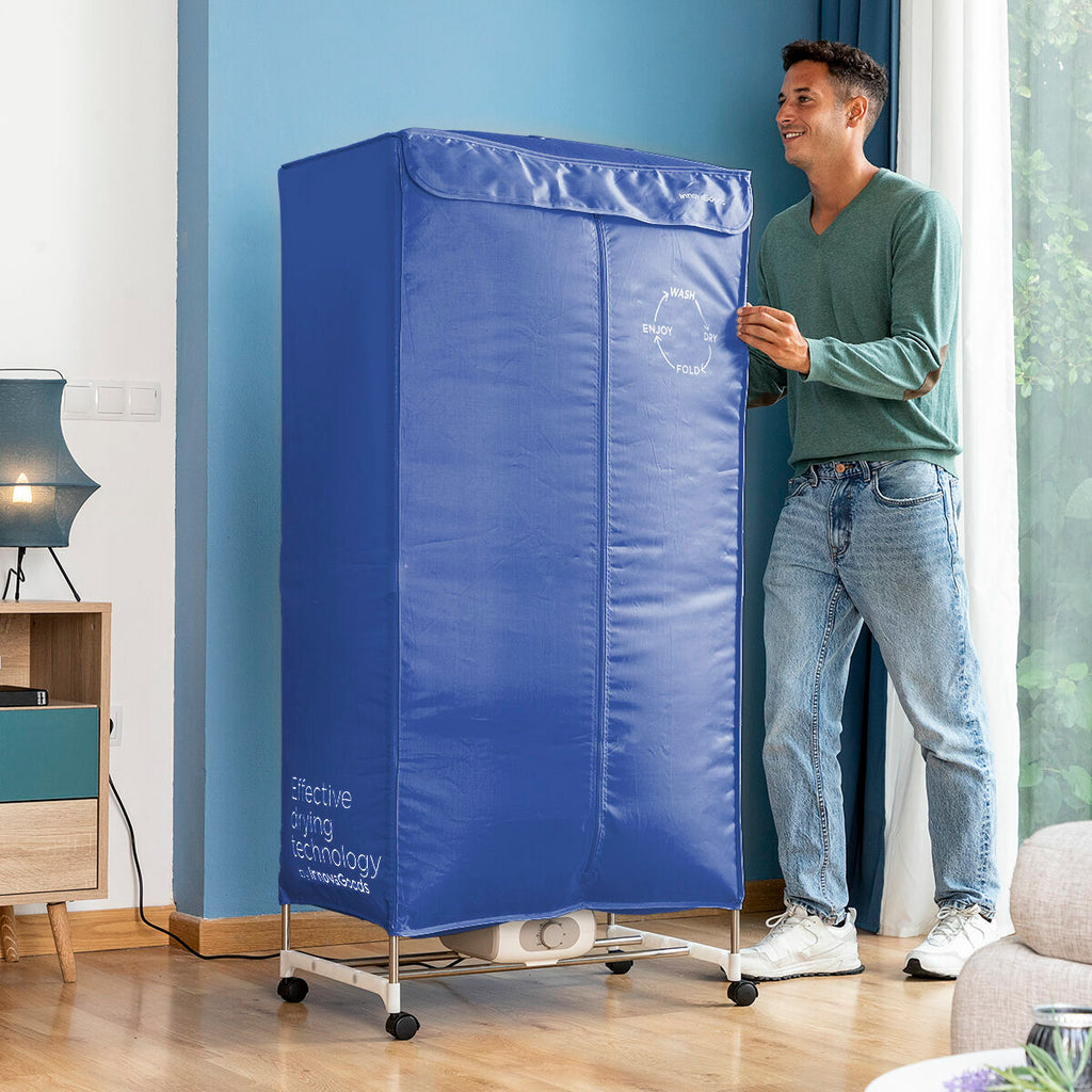 Draagbare elektrische wasdroger 2 niveaus, 1200 W, 15 kg, blauw