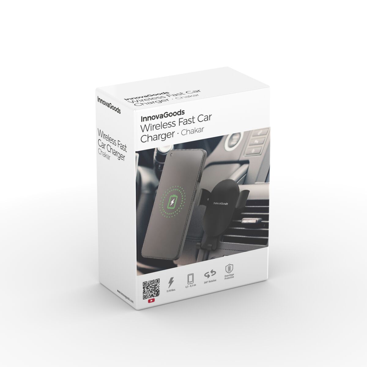 Draadloze snellader autohouder 15W, klem voor ventilatierooster
