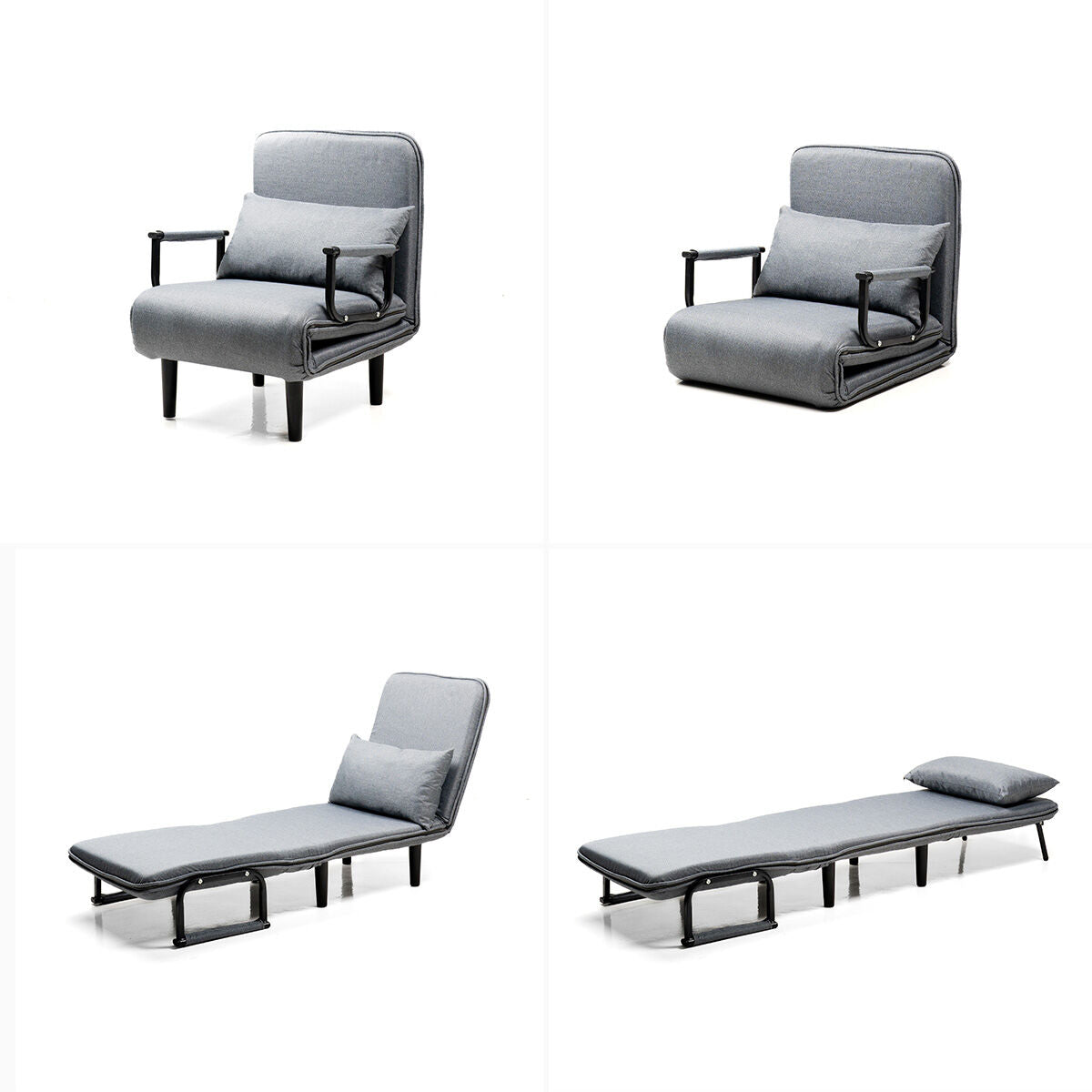 4-in-1 Slaapbank eenpersoons - fauteuil, chaise longue en bed