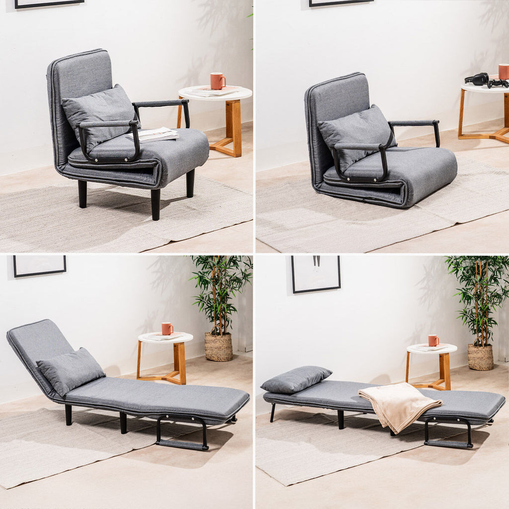 4-in-1 Slaapbank eenpersoons - fauteuil, chaise longue en bed