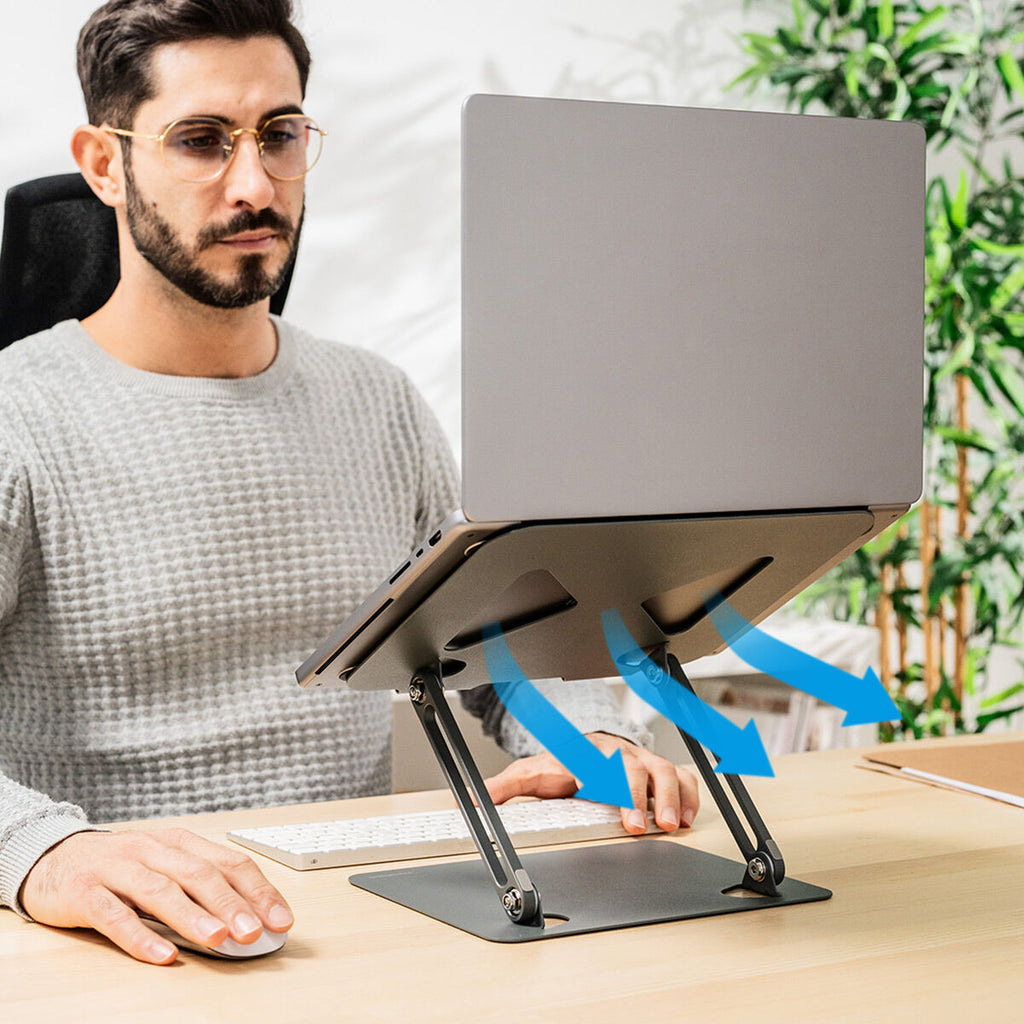 Inklapbare laptopstandaard verstelbaar 10-18 inch, grijs