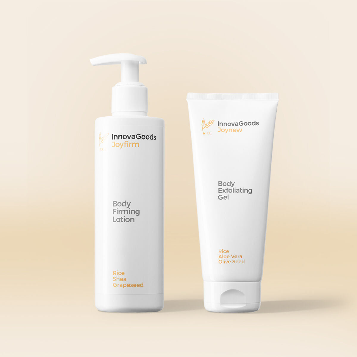 Duopakket lichaamsverzorging met rijst - exfoliërende gel en bodylotion