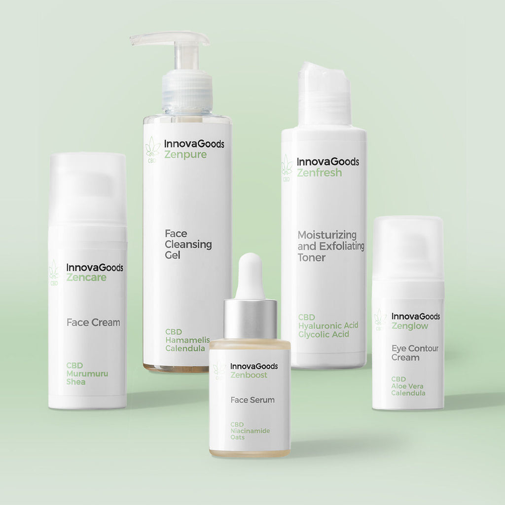 Gezichtsroutinepakket met CBD, 5-delige verzorgingsset