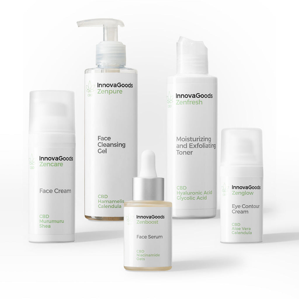 Gezichtsroutinepakket met CBD, 5-delige verzorgingsset