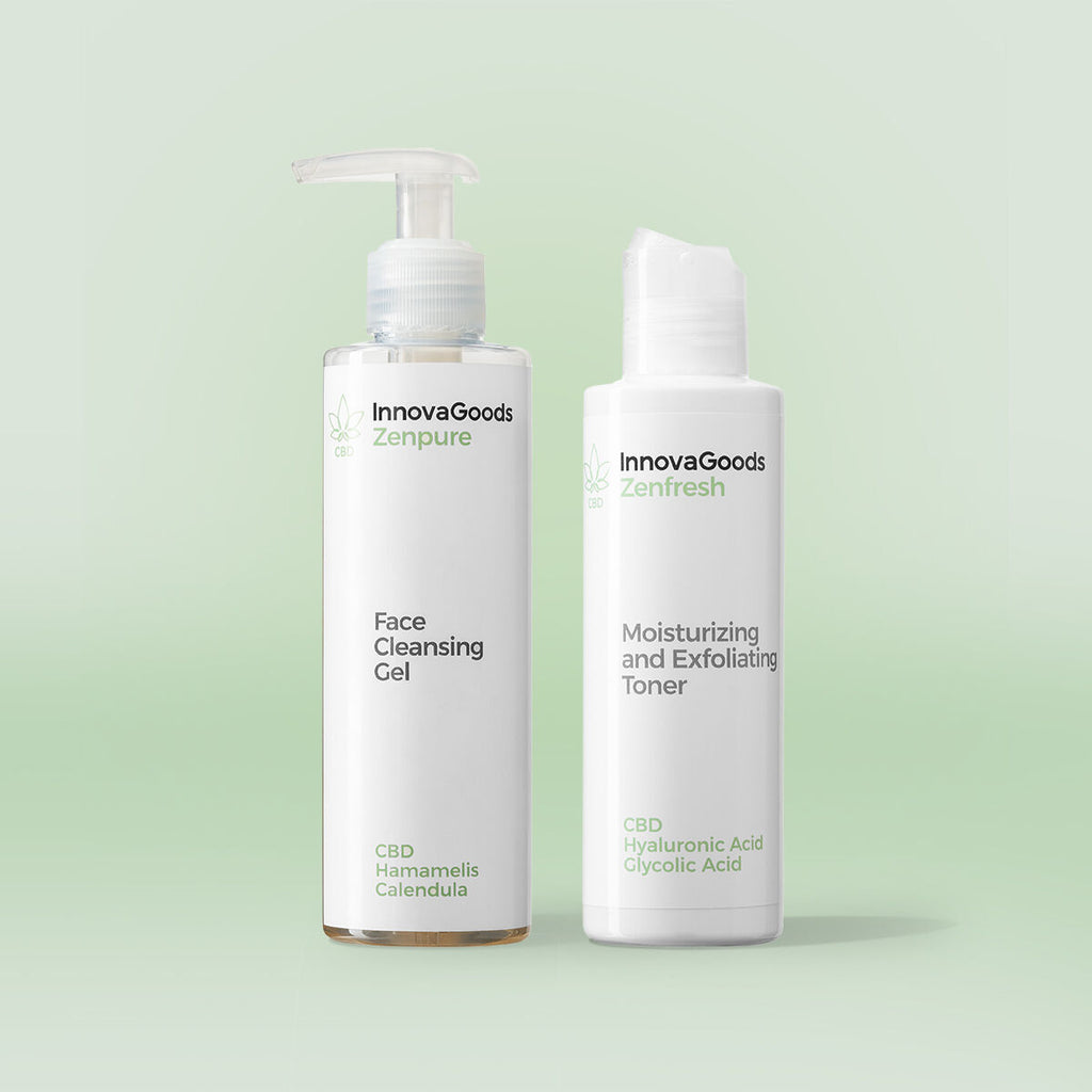 Duopakket gezichtsreiniging CBD - reinigingsgel 200 ml en gezichtstoner 150 ml