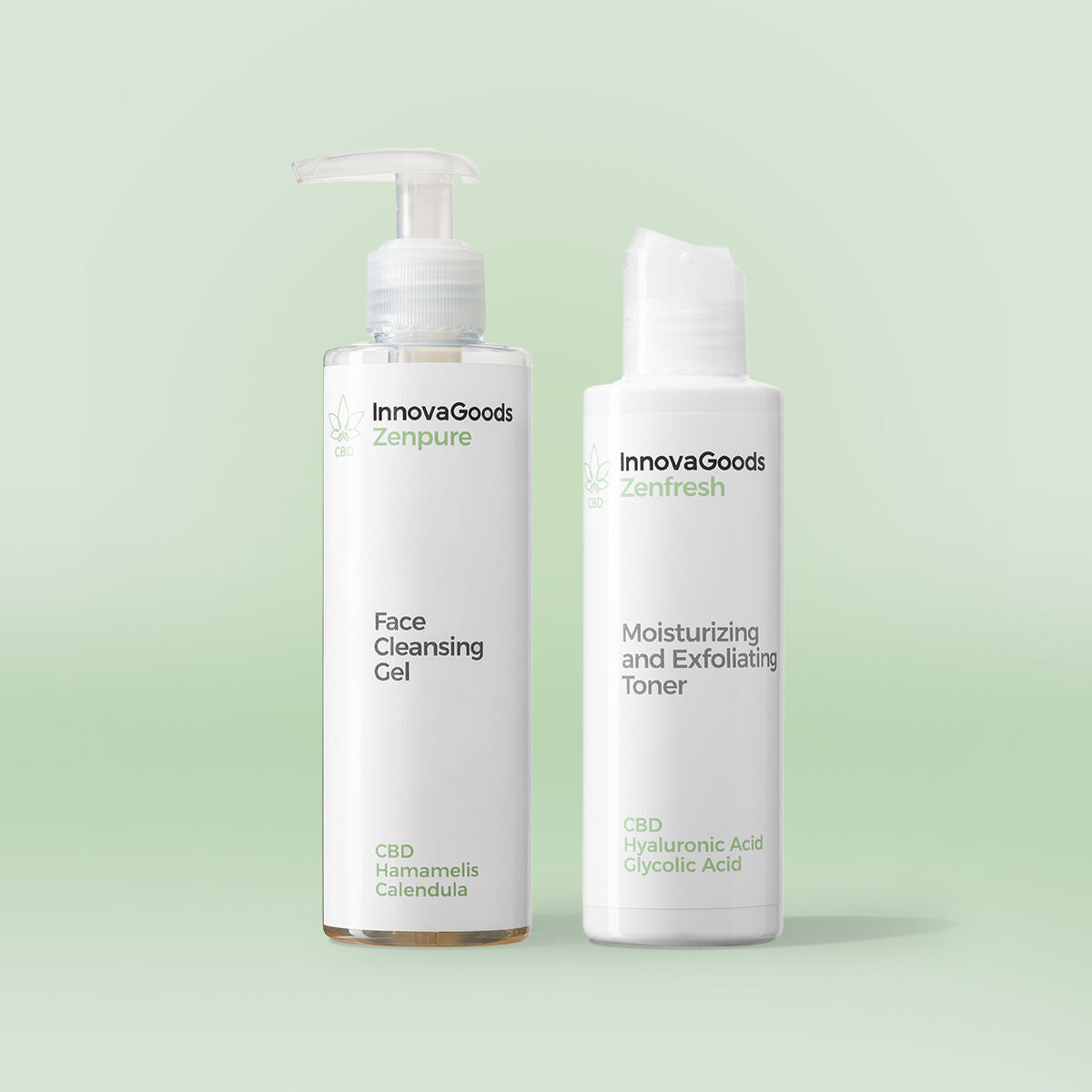 Duopakket gezichtsreiniging CBD - reinigingsgel 200 ml en gezichtstoner 150 ml