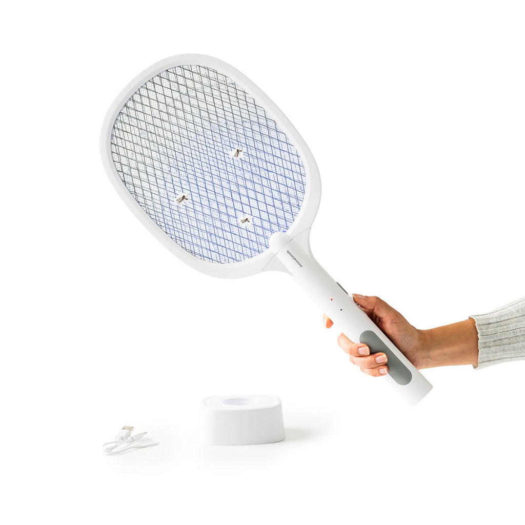 Oplaadbare insectenracket met UV-licht 2-in-1, elektrisch, wit
