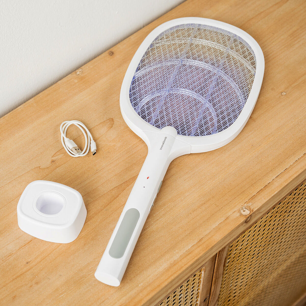 Oplaadbare insectenracket met UV-licht 2-in-1, elektrisch, wit