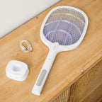 Oplaadbare insectenracket met UV-licht 2-in-1, elektrisch, wit