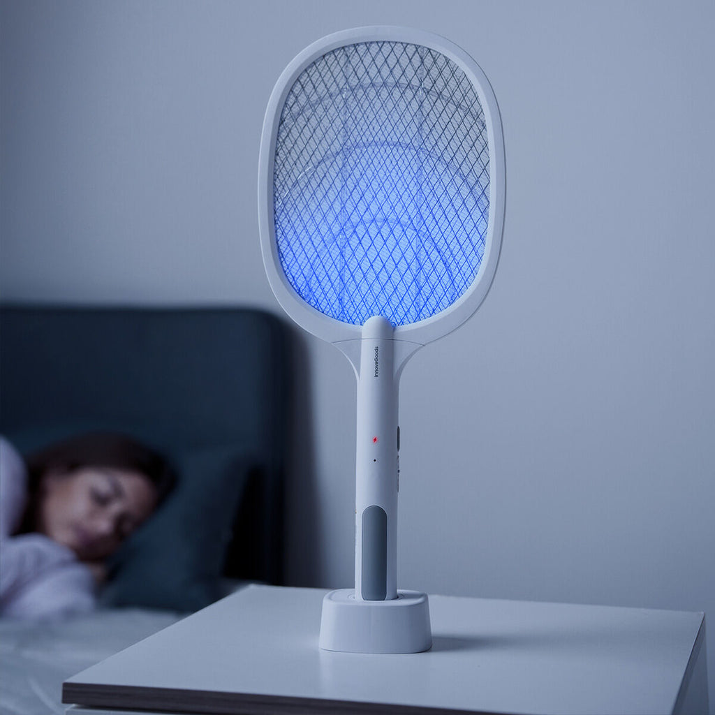 Oplaadbare insectenracket met UV-licht 2-in-1, elektrisch, wit