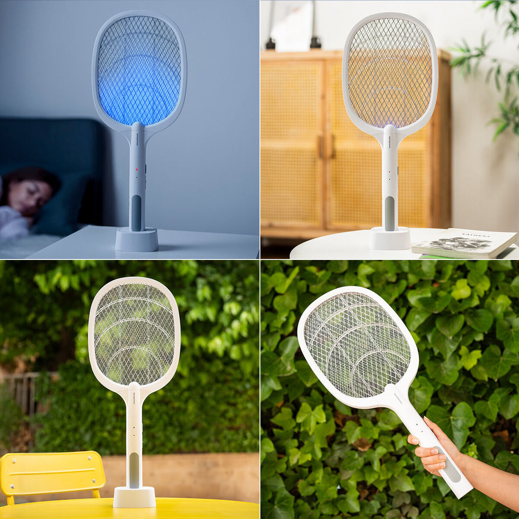 Oplaadbare insectenracket met UV-licht 2-in-1, elektrisch, wit