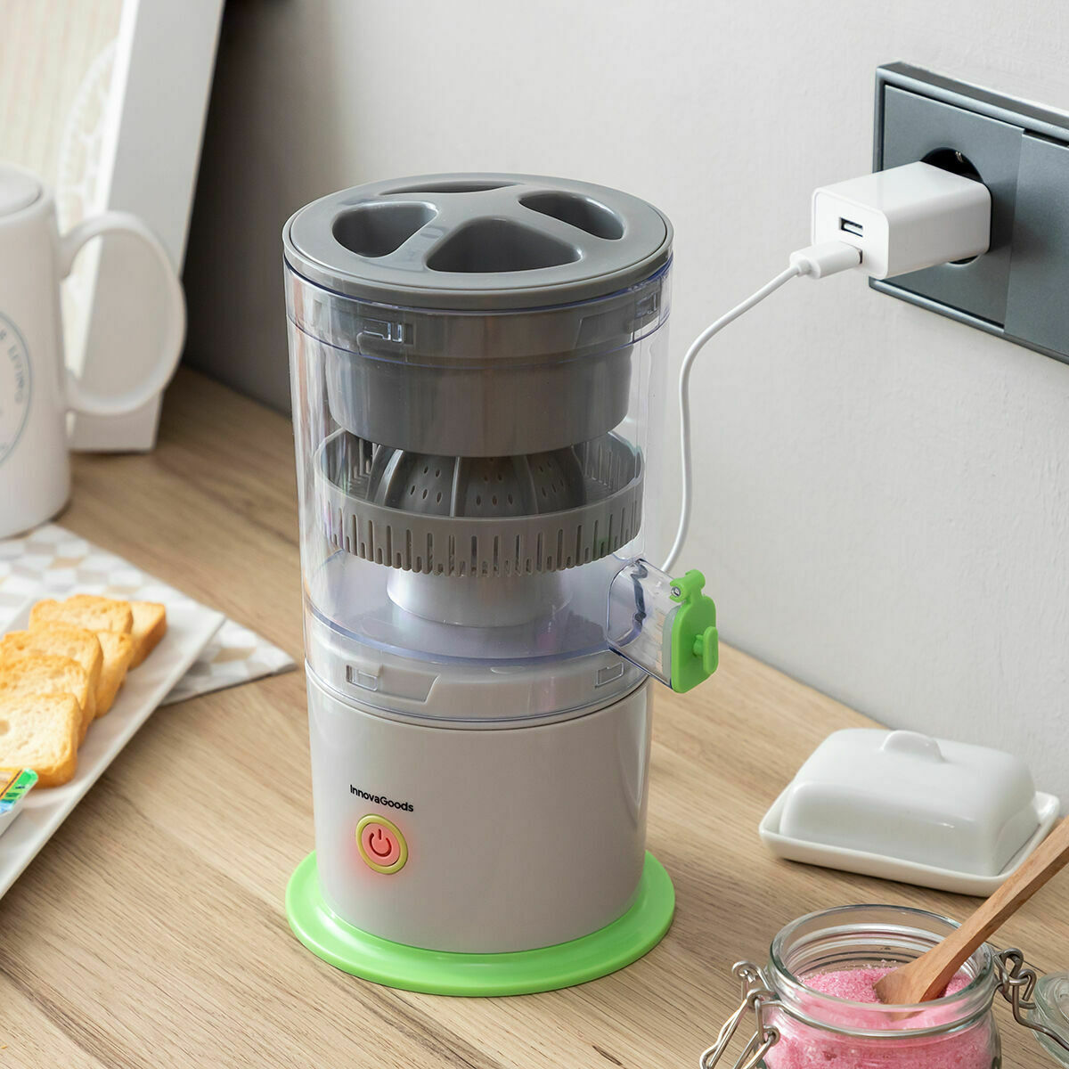Automatische oplaadbare sapcentrifuge, draagbaar, 250 ml, 40 W