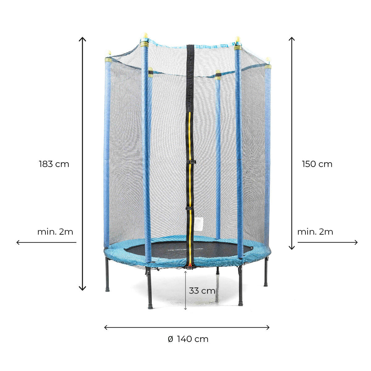 Kindertrampoline met veiligheidsnet, Ø140 cm, 3-6 jaar