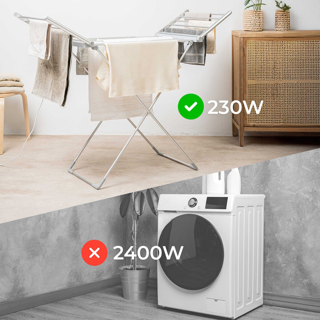 Opvouwbare elektrische wasdroger met touchscreen, timer en temperatuurregeling 230 W