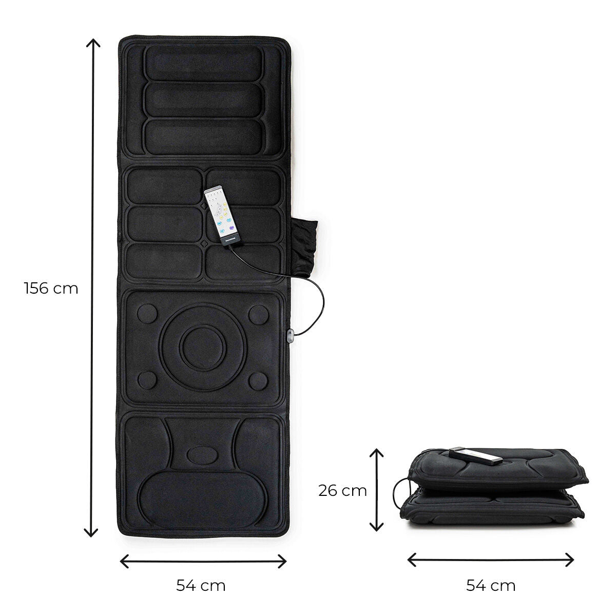 Trilmassage matras met warmte, 10 vibratiemotoren, 4 zones