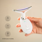 Elektrische gezichtsmassager met LED, EMS en warmte, gezicht en hals