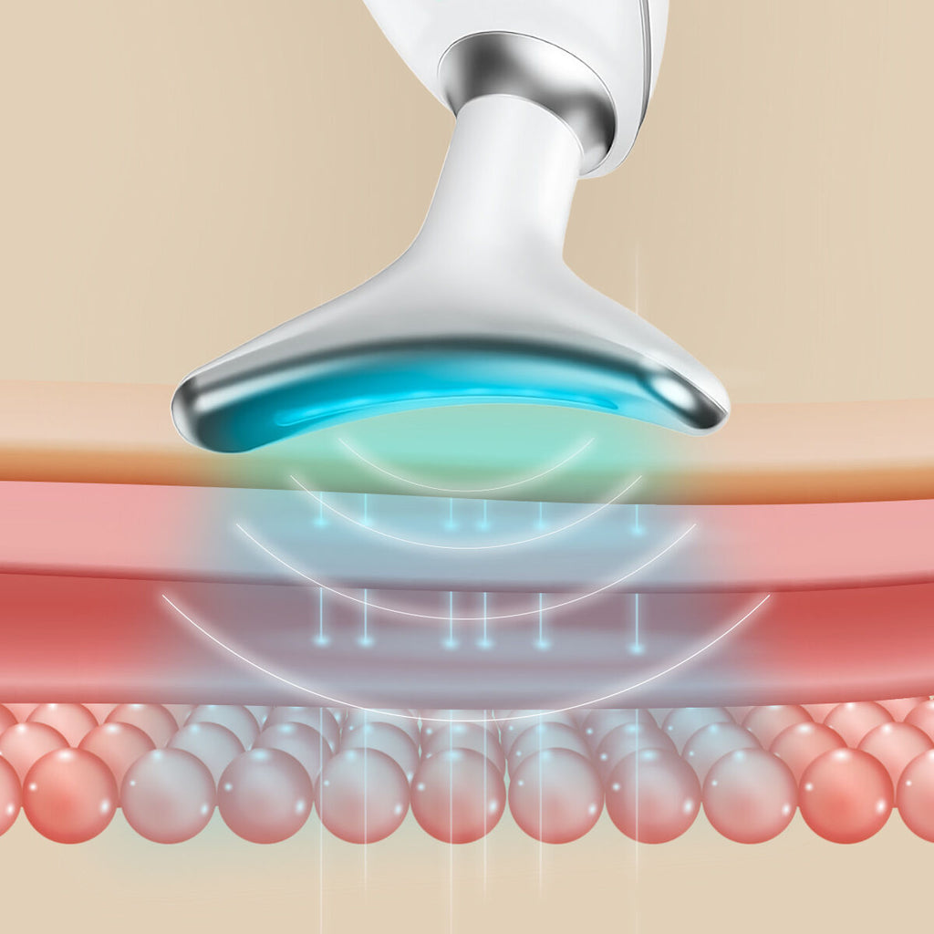 Elektrische gezichtsmassager met LED, EMS en warmte, gezicht en hals