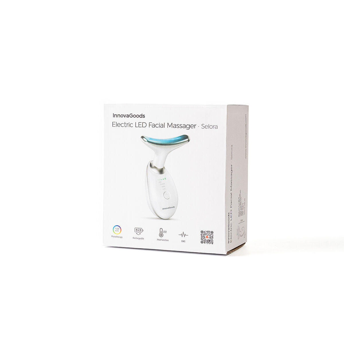 Elektrische gezichtsmassager met LED, EMS en warmte, gezicht en hals