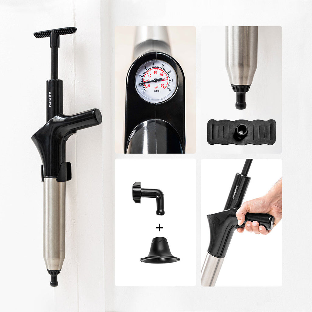 Hogedruk persluchtontstopper met manometer en 7 accessoires