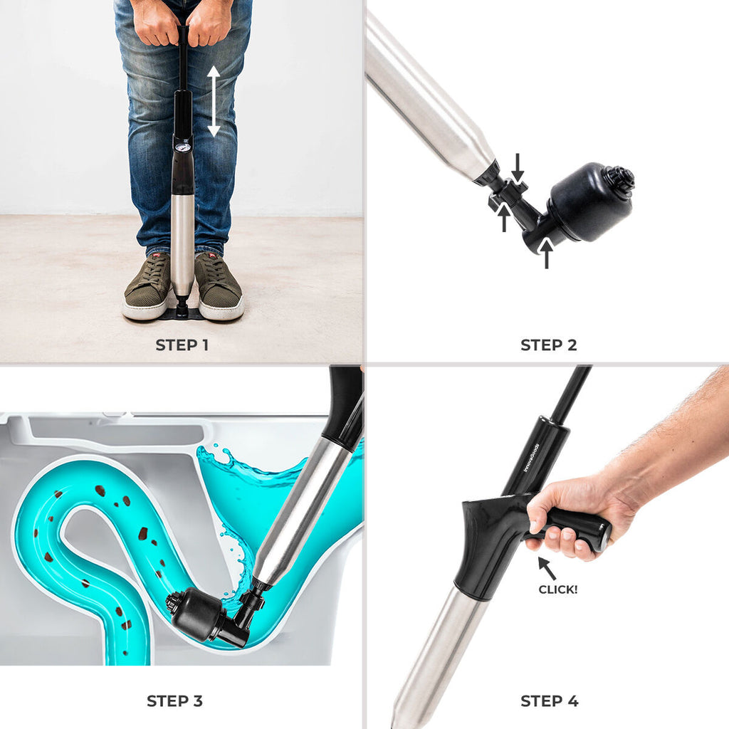 Hogedruk persluchtontstopper met manometer en 7 accessoires