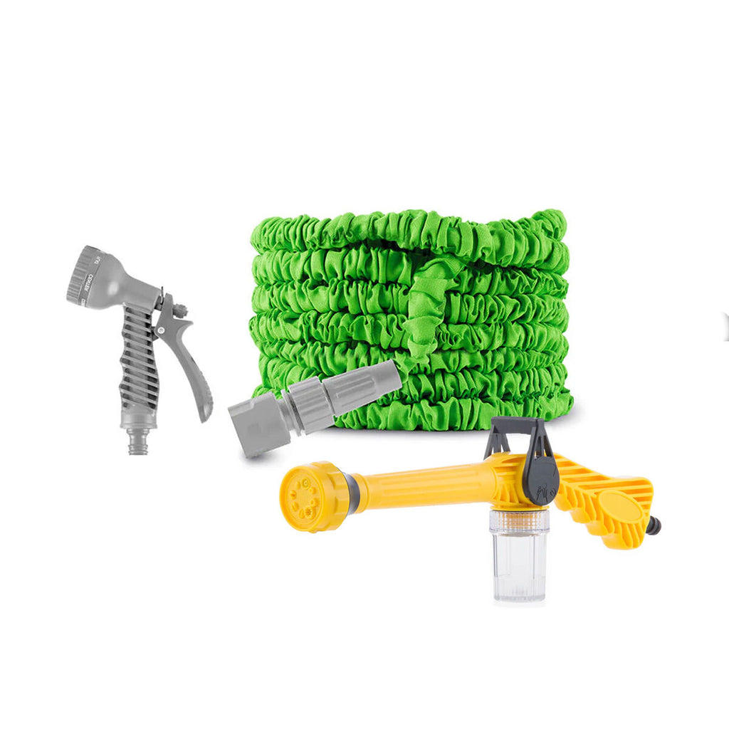 Set drukwaterpistool 8-in-1 met tank en verlengbare tuinslang 15 m