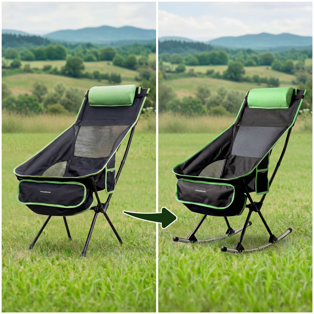 Opvouwbare campingstoel 2-in-1 schommelstoel met nekkussen en draagtas