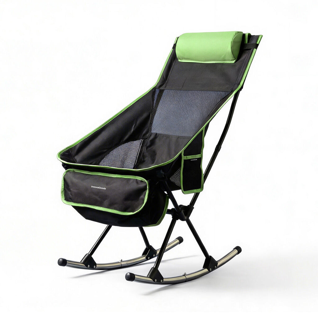 Opvouwbare campingstoel 2-in-1 schommelstoel met nekkussen en draagtas