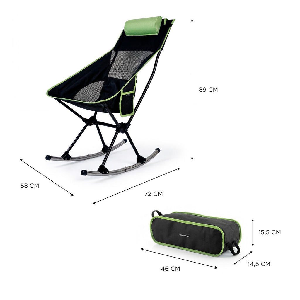 Opvouwbare campingstoel 2-in-1 schommelstoel met nekkussen en draagtas