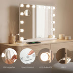 Make-upspiegel met LED-verlichting Hollywood, 15 lampen, dimbaar