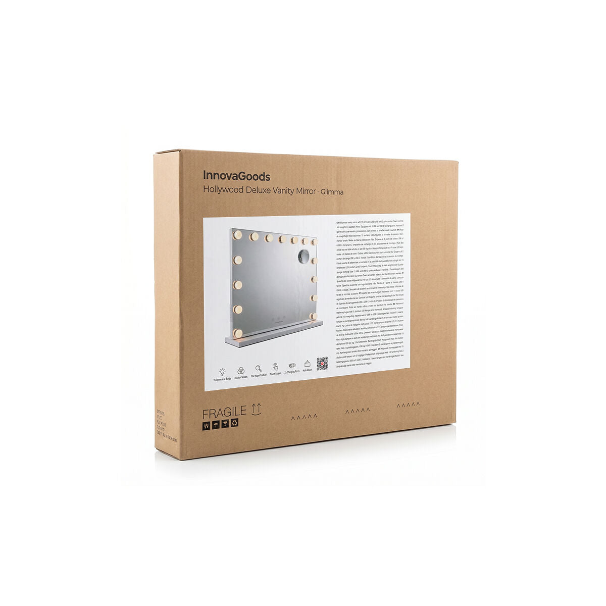 Make-upspiegel met LED-verlichting Hollywood, 15 lampen, dimbaar