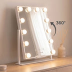 LED-kaptafelspiegel Hollywood met 12 lampen, dimbaar en kantelbaar