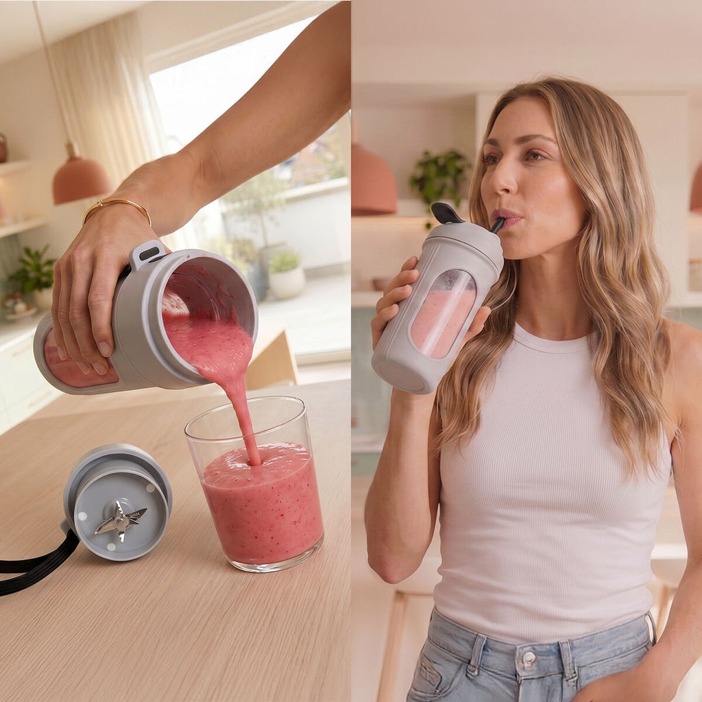 Oplaadbare draagbare mini-blender 450 ml met beker en rietje