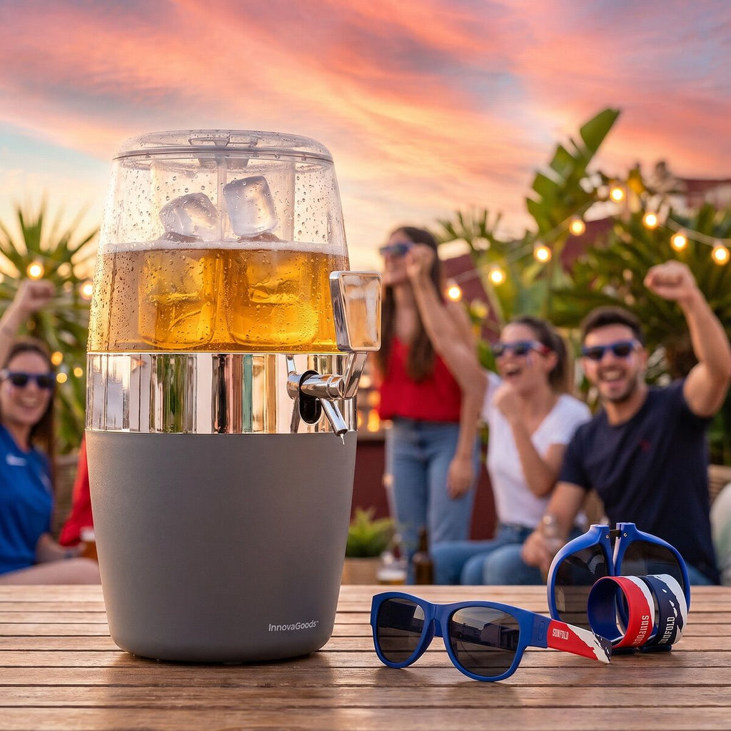Bierkoeldispenser 4L met 2 opvouwbare zonnebrillen - dranktap set