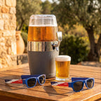 Bierkoeldispenser 4L met 2 opvouwbare zonnebrillen - dranktap set