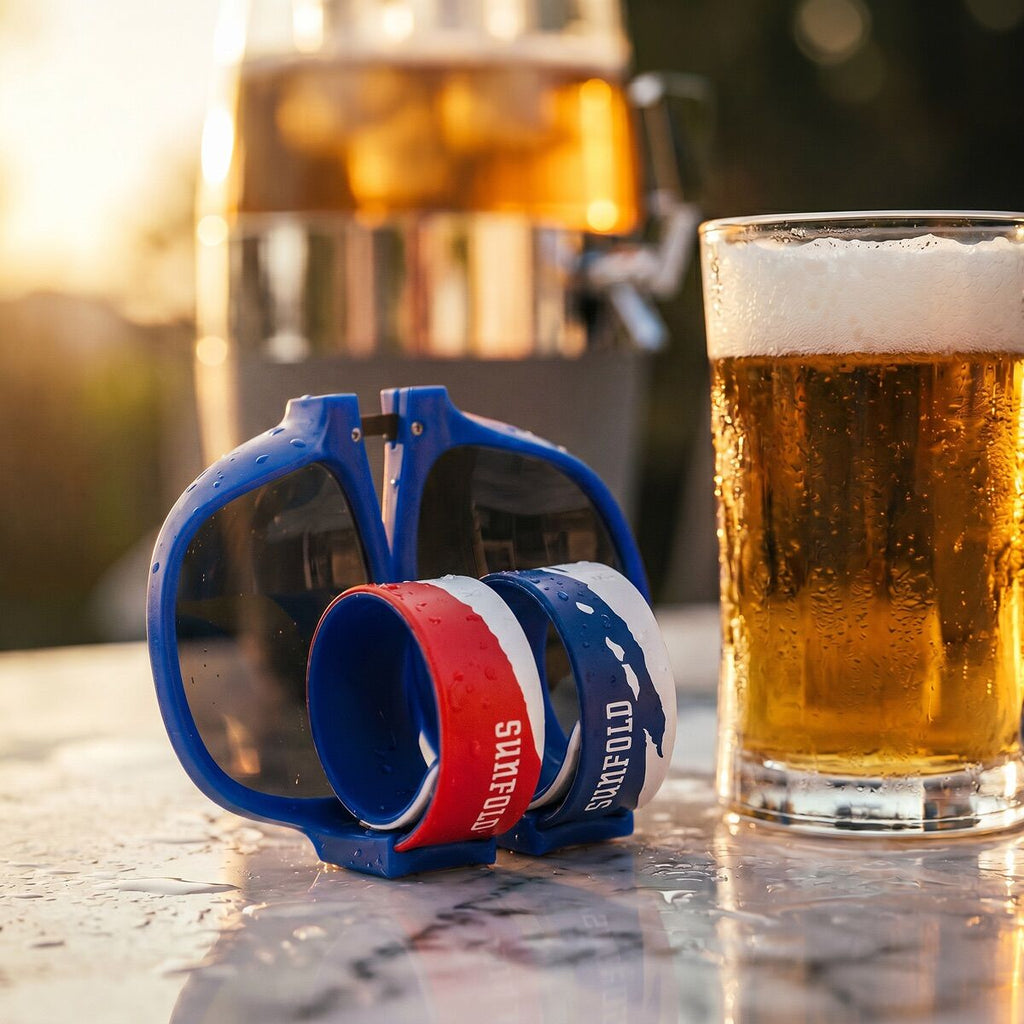 Bierkoeldispenser 4L met 2 opvouwbare zonnebrillen - dranktap set