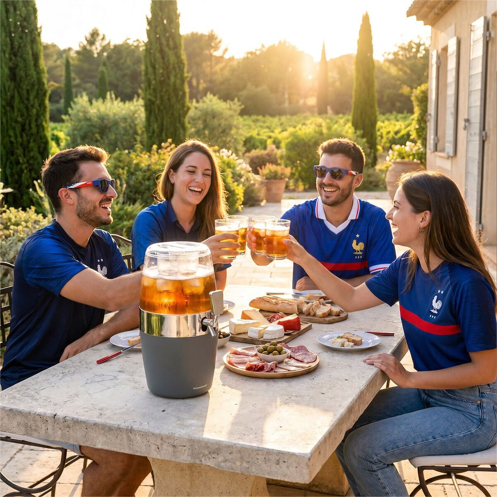Bierkoeldispenser 4L met 2 opvouwbare zonnebrillen - dranktap set