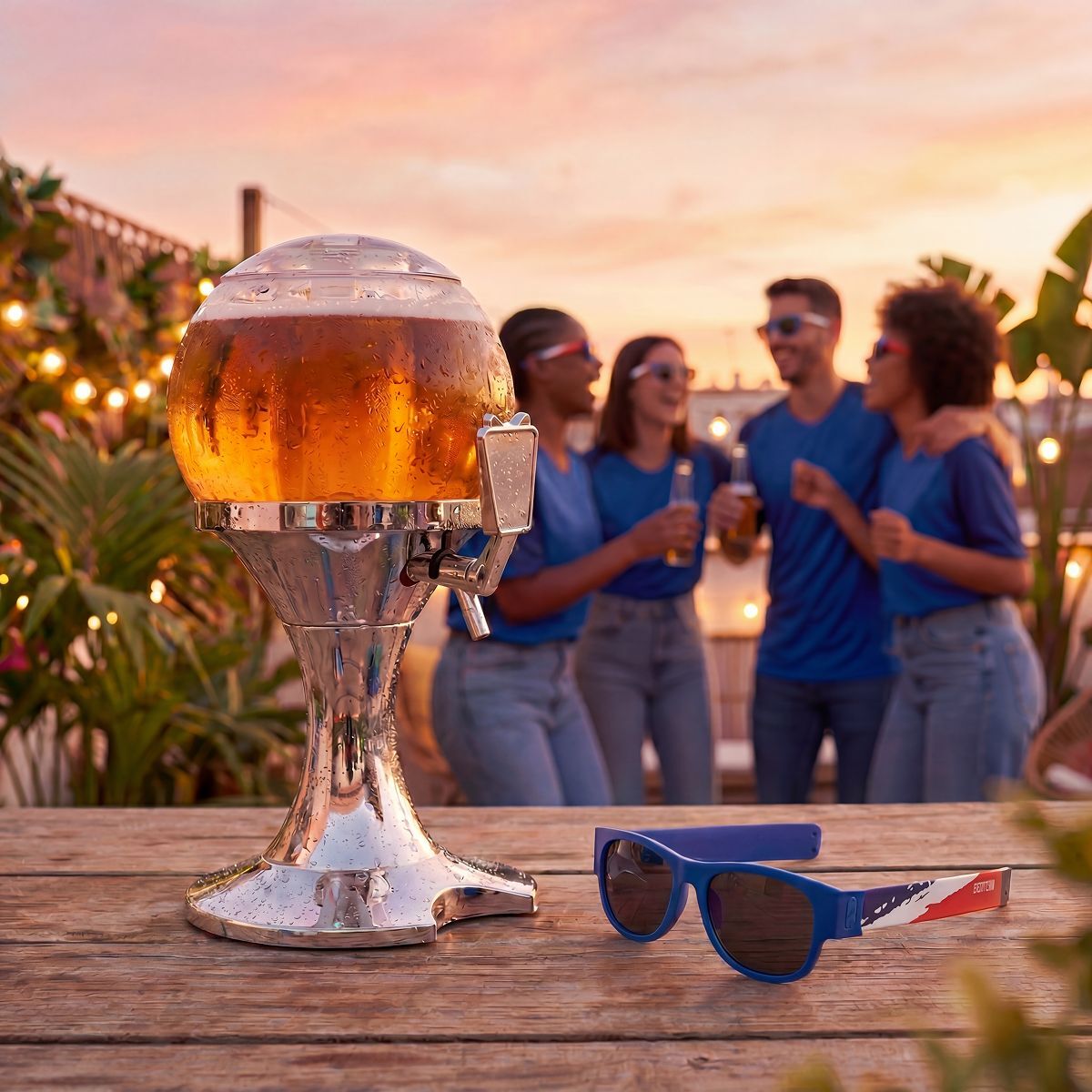 Bierdispenser met koeling 3,5L incl. 2 oprolbare zonnebrillen
