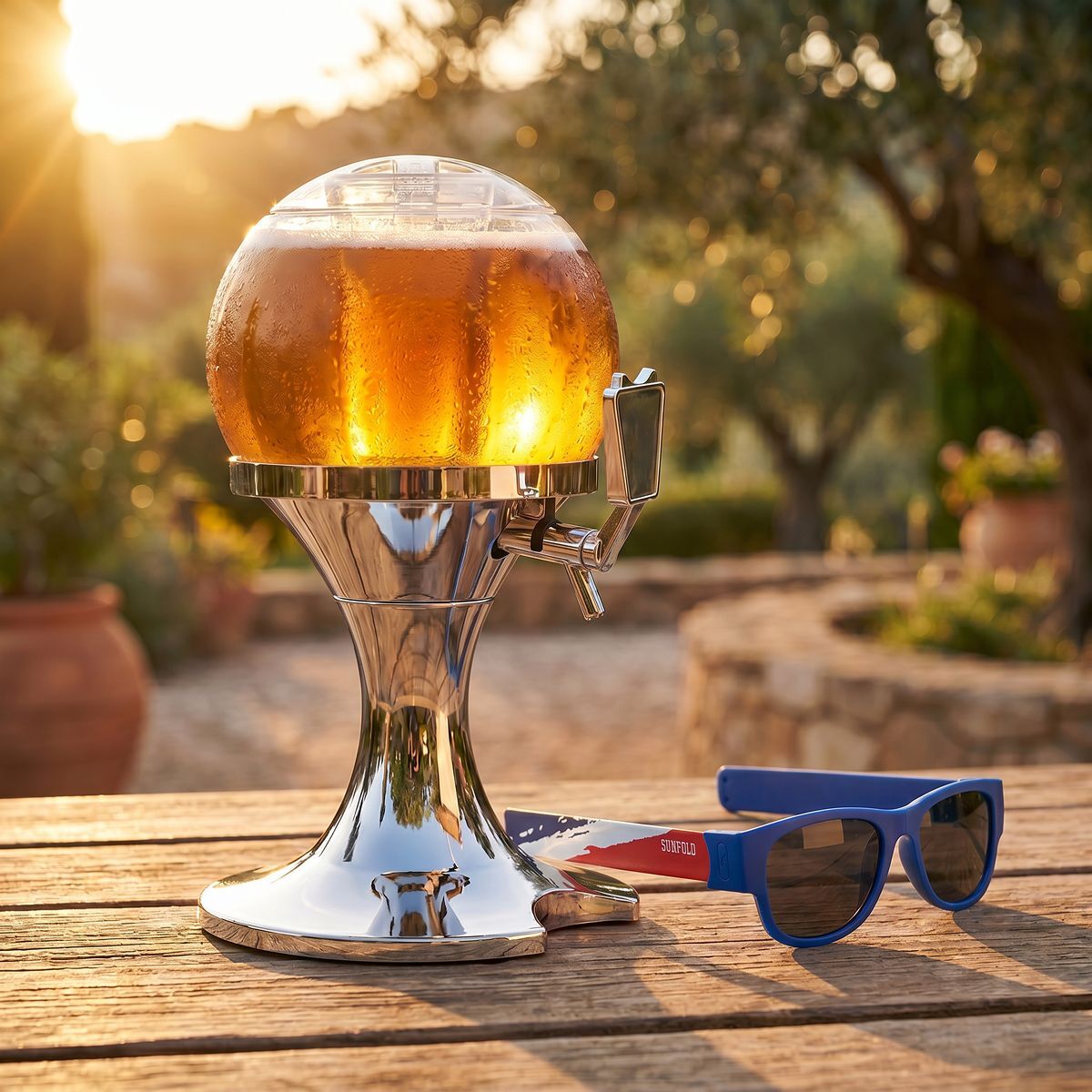 Bierdispenser met koeling 3,5L incl. 2 oprolbare zonnebrillen