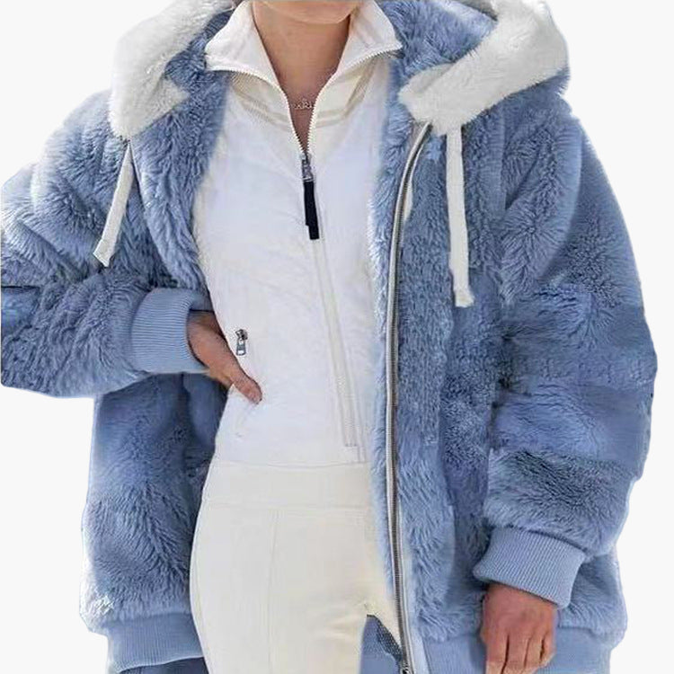 Veste d'hiver femme avec capuche et fermeture éclair – Manteau de loisirs tendance pour les jours froids